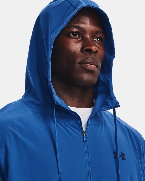 Men's UA Stretch Woven Hooded Jacket, Blue, pdpMainDesktop image number 3